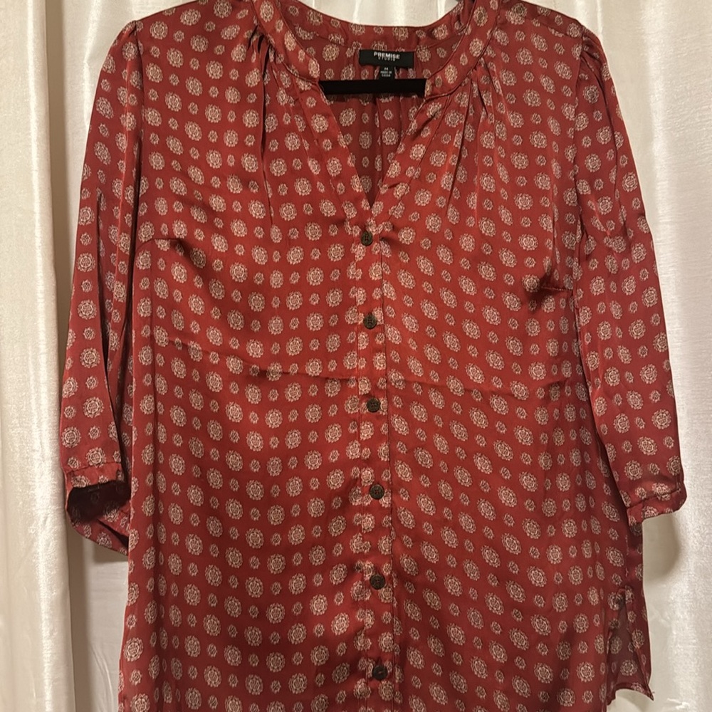 Maroon silky blouse for sale